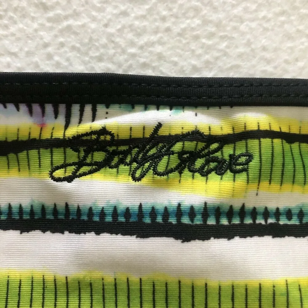NWT Body Glove Black Multicolor Stripe Tie Side Swim Bikini Bottom 3917434 XL